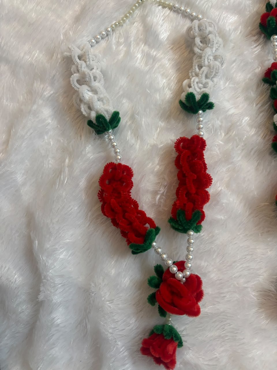 Ganpati Special Mala — Braided Rose & White