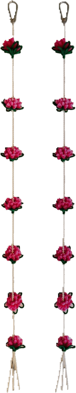 Lotus Latkan — handmade pink lotus and pearl garland, set of 2, 5 ft each