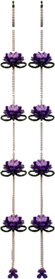 Purple Lotus Latkan — handmade purple lotus and pearl garland, set of 2, 3 ft each