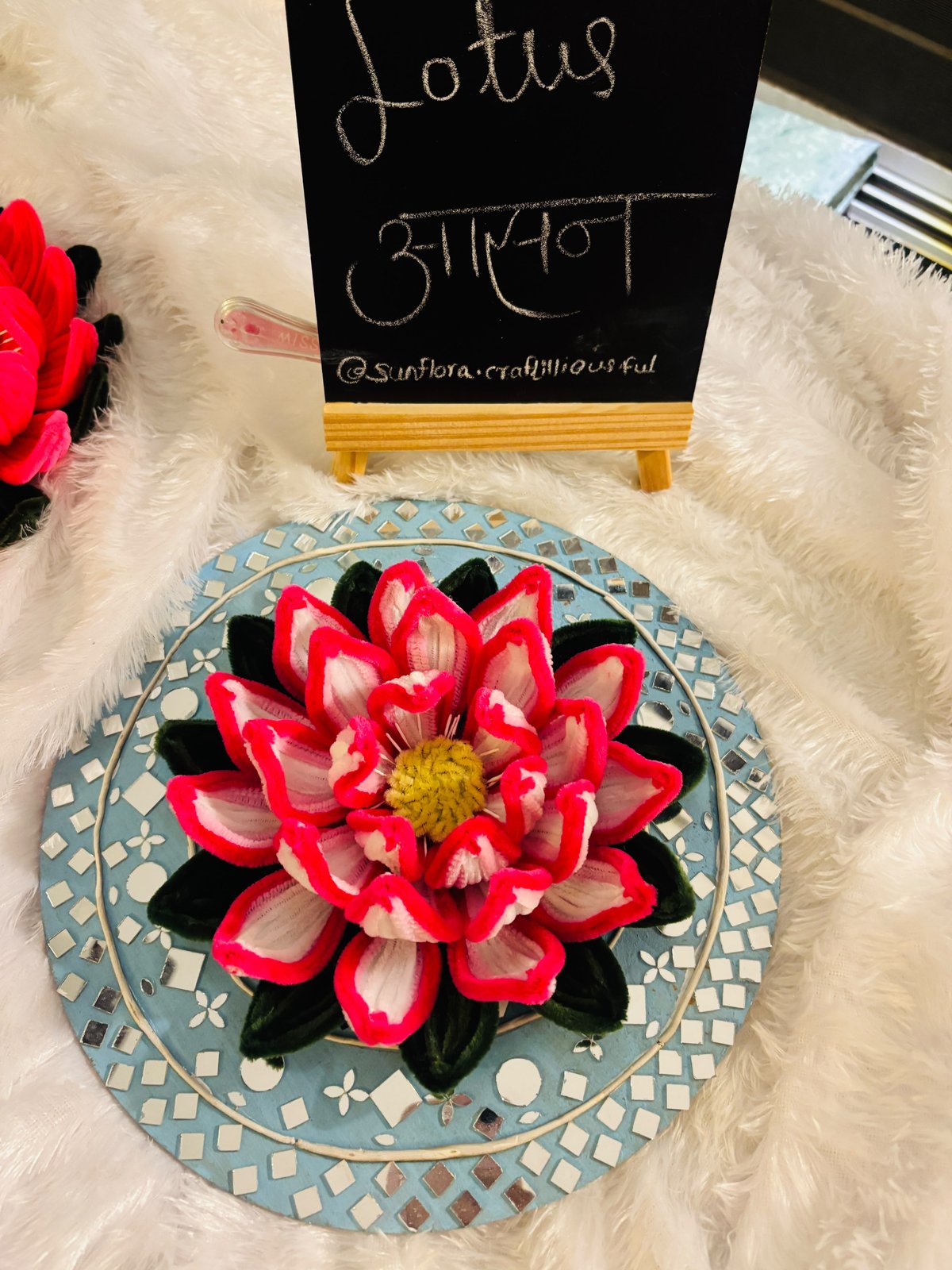 Lotus Asaan Medium — layered handmade lotus seat for Ganpati idol