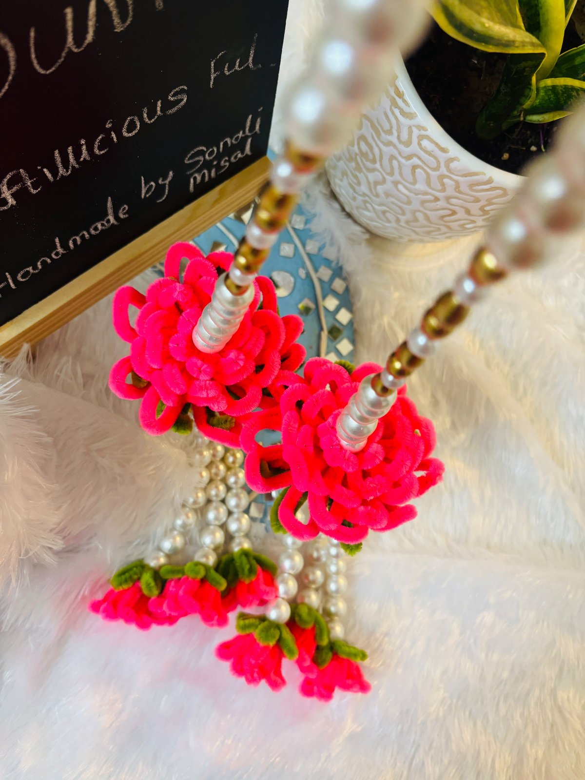 Multipurpose 2 Ft Latkan — handmade flower and pearl hanging