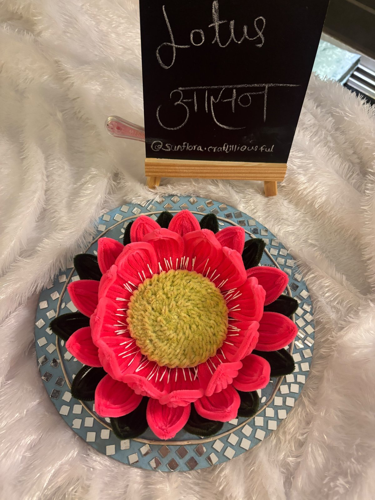 Pink Lotus Asaan Medium — bright pink handmade lotus seat