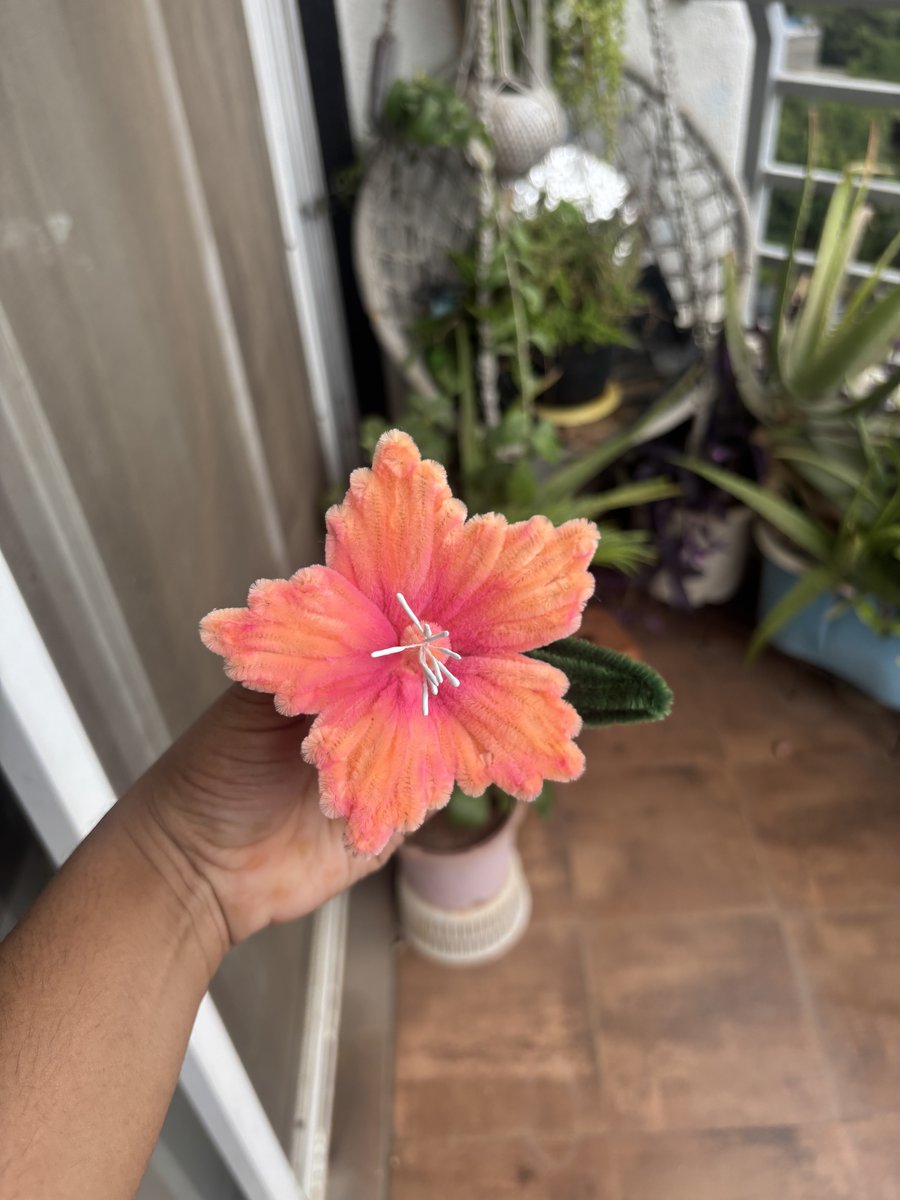 Single Handmade Hibiscus Flower — velvet craft wire Jaswand